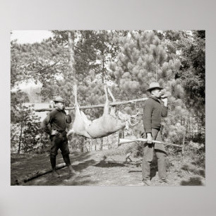 Póster Caza de venados, 1902. Foto antigua