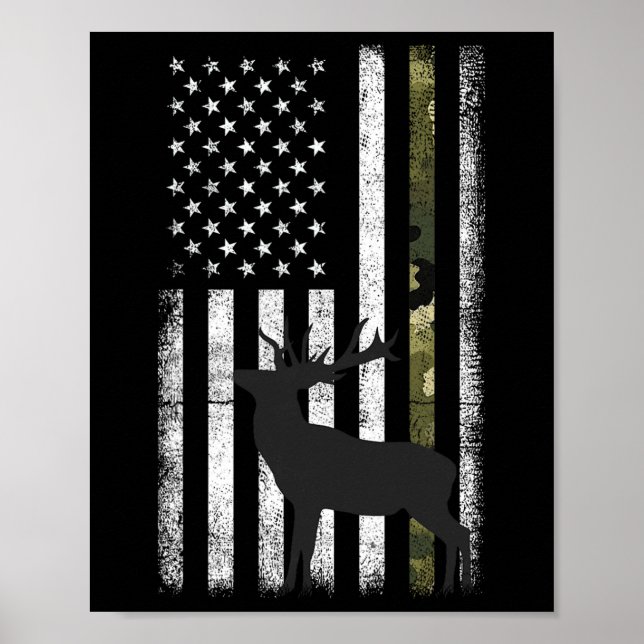 Póster Caza de venados blancos Cazador Elk Buck Camo Amer (Frente)