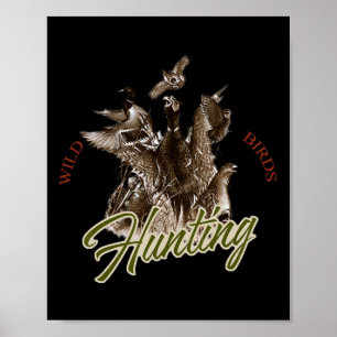 Póster Caza de vida silvestre de aves en camiseta