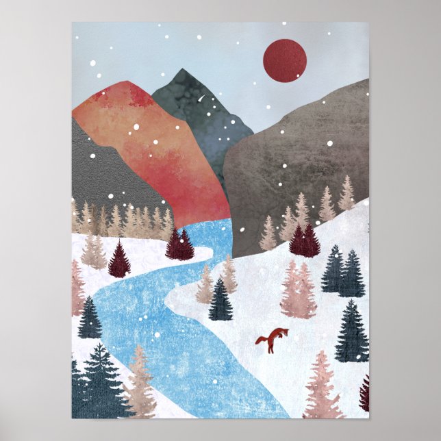 Póster Caza de zorro en invierno (Frente)