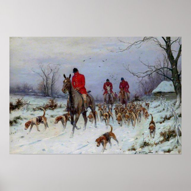 Póster Caza de Zorros Cazadores y Sabuesos Regresando a C (Frente)