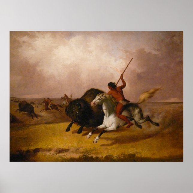 Póster Caza del búfalo en los llanos al sudoeste (Frente)