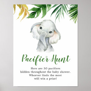 Póster Caza del Pacificador Baby Shower de Elefante Tropi