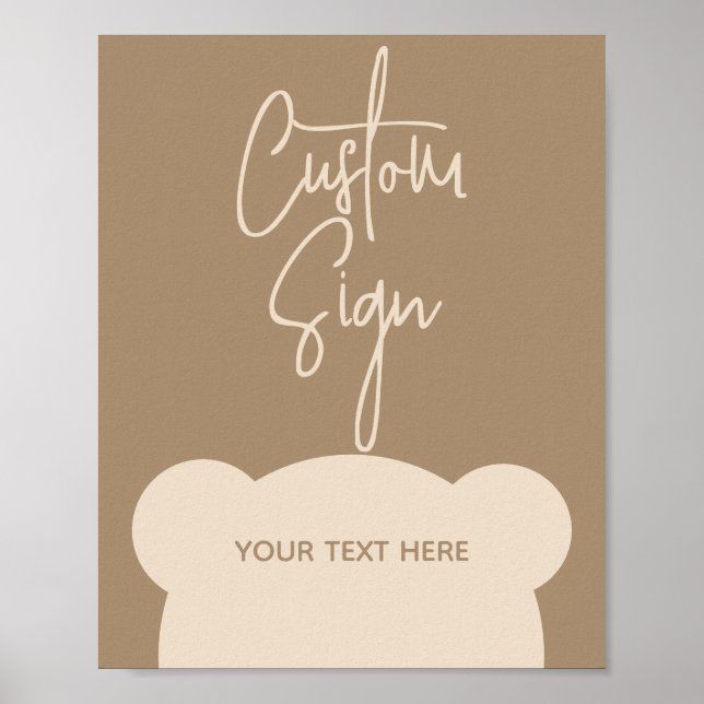 Póster Caza del Pacificador de Baby Shower de oso simple  (Frente)