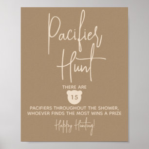Póster Caza del Pacificador de Baby Shower de oso simple 