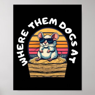 Póster Caza divertida de rata - Rata baja en sombrillas b