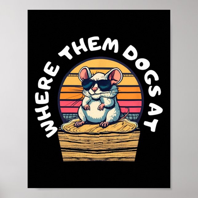 Póster Caza divertida de rata - Rata baja en sombrillas b (Frente)