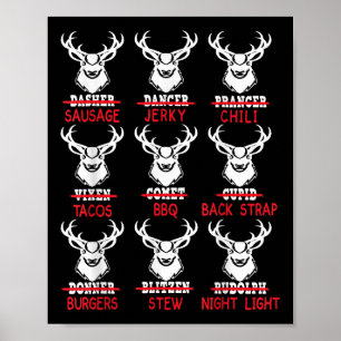 Póster Caza divertida de venados en Santa Tee Men Hunter