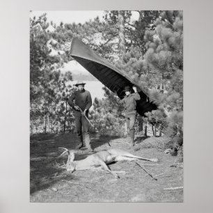 Póster Caza en los Adirondacks, 1902. Foto antigua
