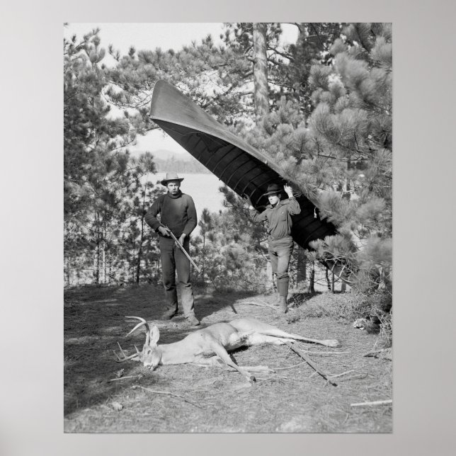 Póster Caza en los Adirondacks, 1902. Foto de cosecha de  (Frente)