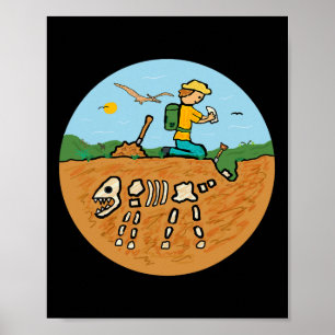 Póster Caza fósil Dinosaurio Huesos Paleontólogo Fossi