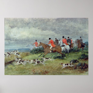 Póster Caza Fox en Surrey, siglo XIX