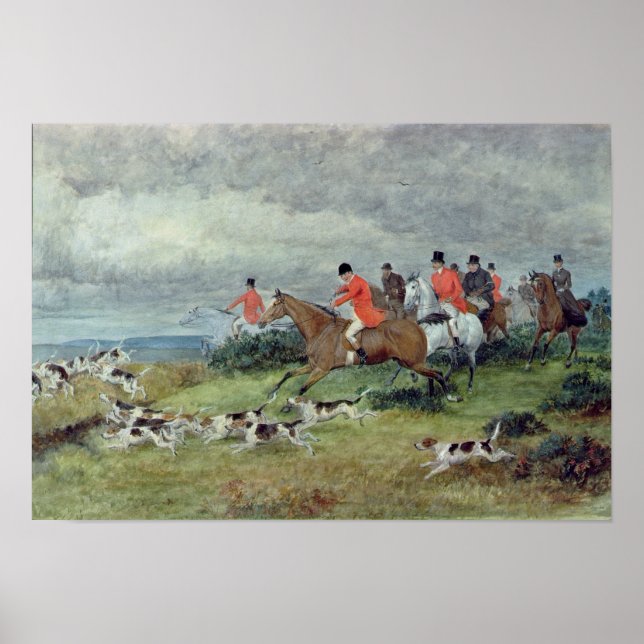 Póster Caza Fox en Surrey, siglo XIX (Frente)