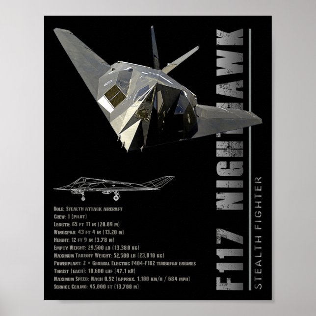 Póster Caza furtivo F-117 Nighthawk-espec  (Frente)