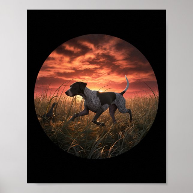 Póster Caza Gsp Hunter Alemana De Corto Plazo Puntero Gsp (Frente)