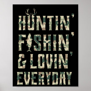 Póster Caza Pescando Amantes Cada Día