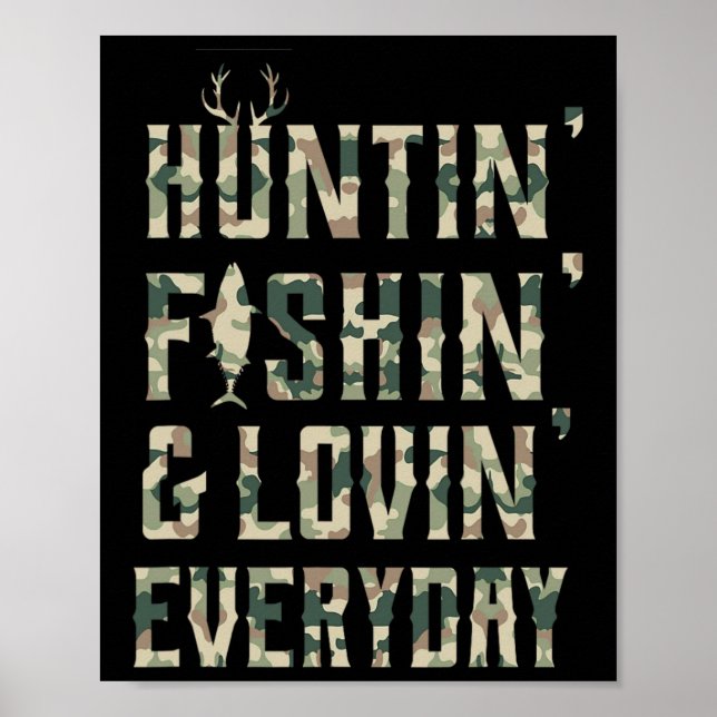 Póster Caza Pescando Amantes Cada Día (Frente)