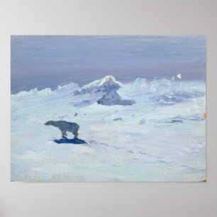 Póster Caza polar de osos en Noche de la Luna, 1899