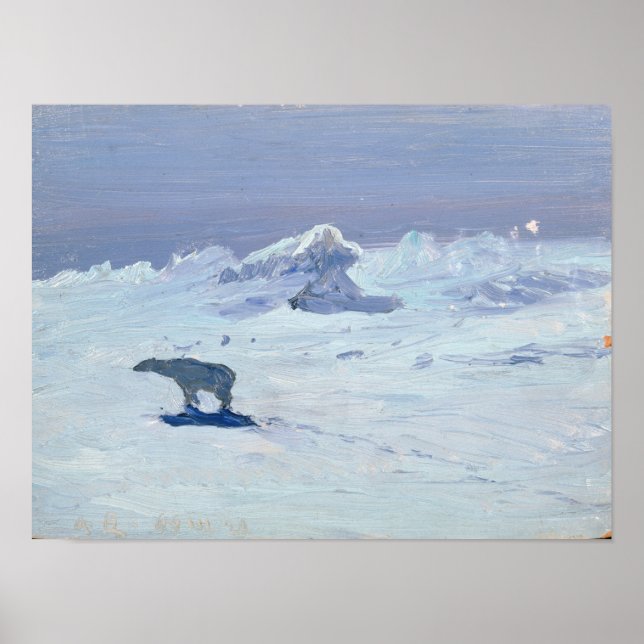 Póster Caza polar de osos en Noche de la Luna, 1899 (Frente)