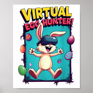 Póster Caza Virtual De Huevos - Divertido Conejo De Gamer