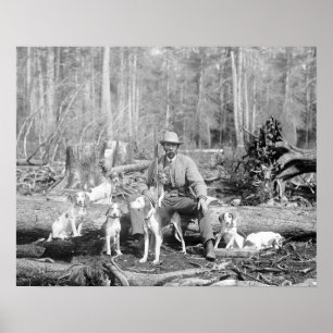 Póster Cazador con sus sabuesos, 1897. Foto antigua