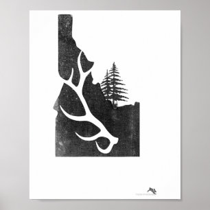 Póster Cazador de alces de Idaho con asta mudada
