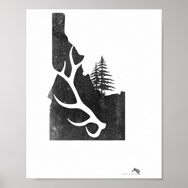 Póster Cazador de alces de Idaho con asta mudada (Frente)