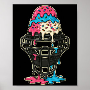Póster Cazador de béisbol Máscara Hielo Crema Drin Bab Bé