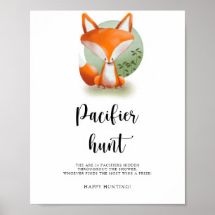 Póster Cazador de chupete de zorrito - Juego para baby sh