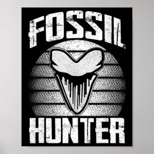 Póster Cazador de fósiles Megalodon Diente de tiburón pre