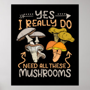 Póster Cazador de Hongos Hombres Fungi Forrajeo Morillas