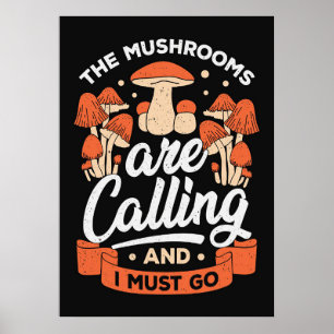 Póster Cazador De Hongos Que Llaman Los Setas