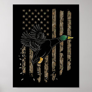 Póster Cazador de Patos Bandera Americana Waterfowl Cazan