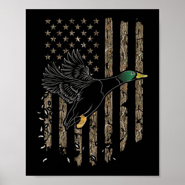 Póster Cazador de Patos Bandera Americana Waterfowl Cazan (Frente)