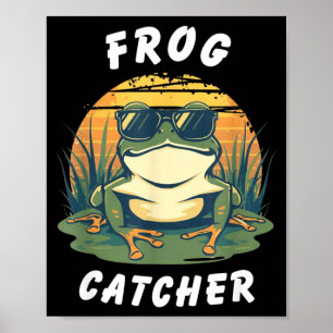 Póster Cazador de ranas Retro Cazador de ranas Divertido