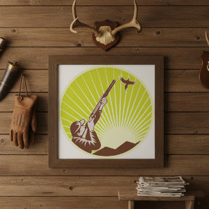 Póster Cazador disparando a un Poster ganso