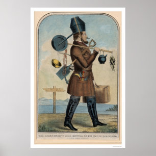 Póster Cazador independiente del oro en su manera a