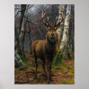 Póster Cazador rústico de venados de época