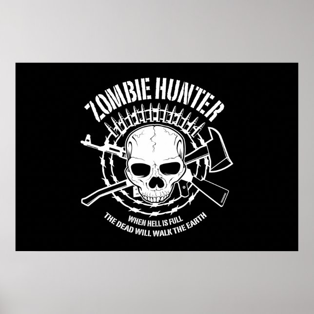 Póster cazador zombie no muerto vivo (Frente)