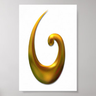 Póster Cazadora de peces maorí - Oro