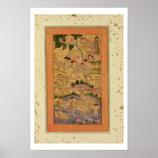 Póster Cazadores capturan elefantes, desde la gran montañ (Frente)