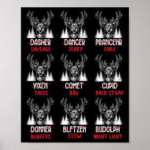 Póster Cazadores de ciervos divertidos de Navidad renos d
