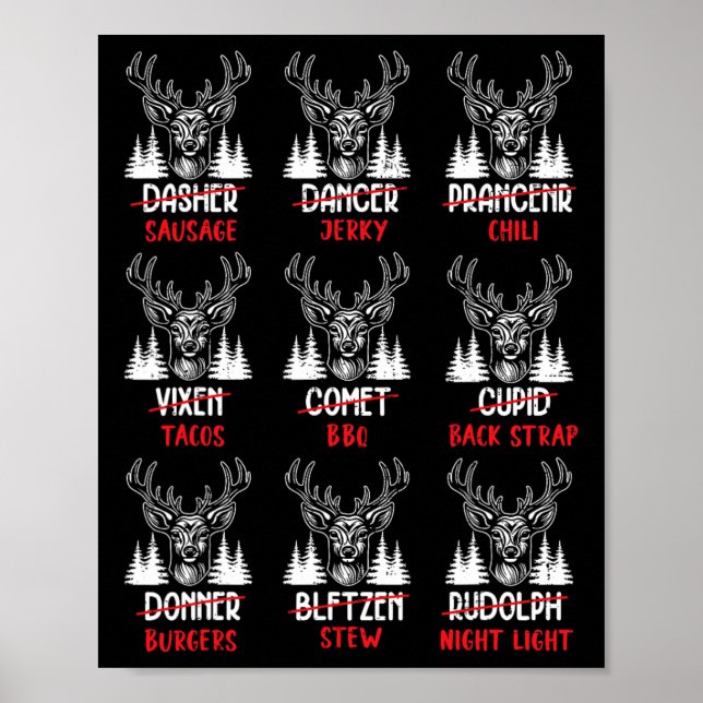 Póster Cazadores de ciervos divertidos de Navidad renos d (Frente)