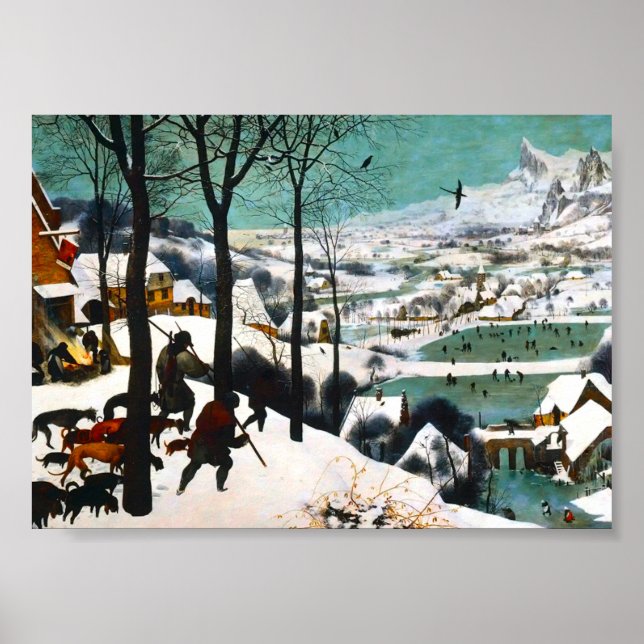 Póster Cazadores en el paisaje de la nieve Pieter Bruegel (Frente)