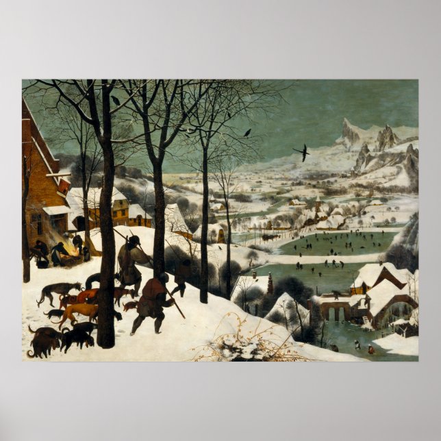 Póster Cazadores en la nieve de Pieter Bruegel el anciano (Frente)