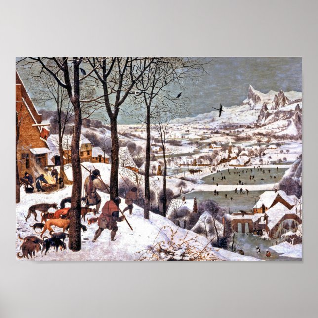 Póster Cazadores en la nieve, Pieter Bruegel el anciano (Frente)
