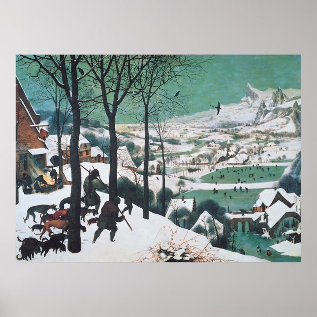 Póster Cazadores en la nieve, por Pieter Bruegel (Frente)