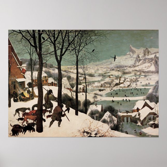 Póster Cazadores en la nieve, por Pieter Bruegel (Frente)