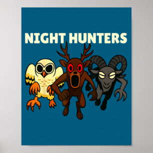 Póster Cazadores nocturnos. 99 noches búho ciervo carnero