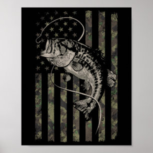 Póster Cazamar Camuflaje Bandera Americana B Pez (diseño